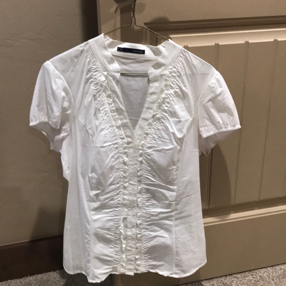 Maurice’s White Ruffled Blouse.